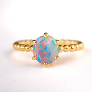 Natural Black Opal Ring 1.04ct 18K Yellow Gold
